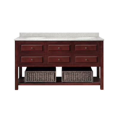 OVE Decors Danny 60-inch Double Sink Bathroom Vanity Granite Top