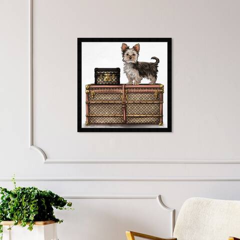 Oliver Gal 'Travelling Yorkie' Fashion and Glam Framed Wall Art Prints Travel Essentials - Brown, White