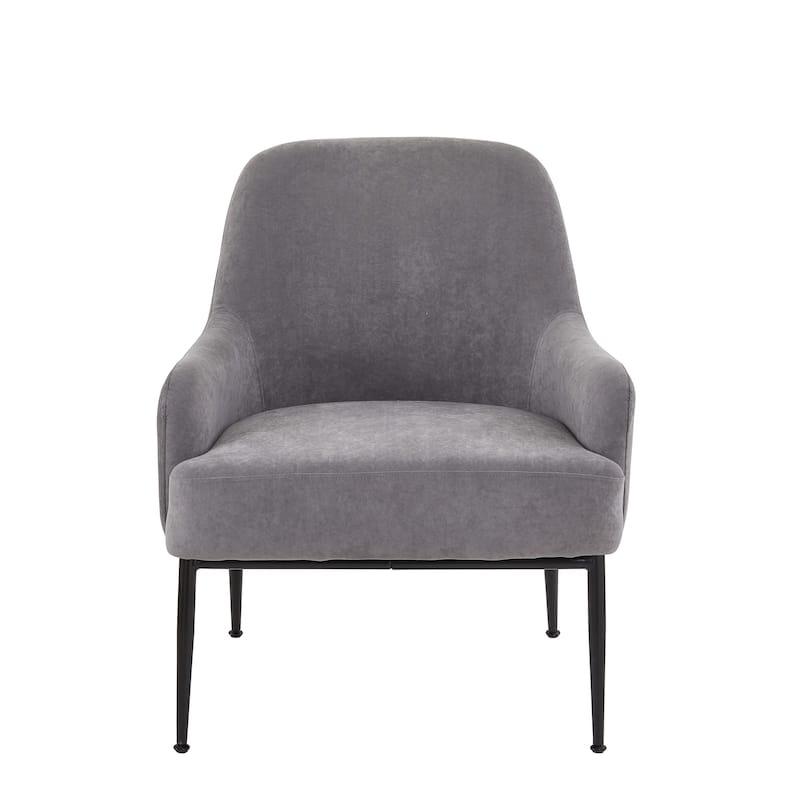 Slope Arm Mid Century Velvet Indoor Accent Chair - Grey