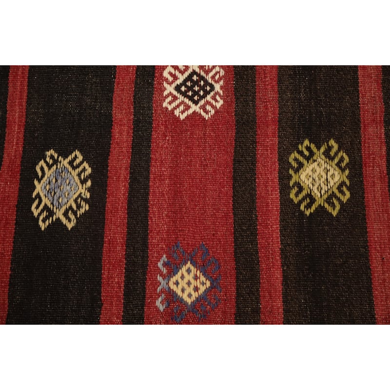 Hand Woven Oriental 100% Wool Carpet Southwestern Tribal Red Kilim Area Rug - 9' 1'' X 5' 10''