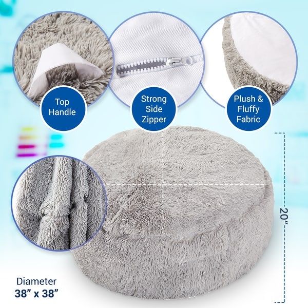 dimension image slide 2 of 5, Cheer Collection Shaggy Bean Bag and Stuffed Animal Storage Case