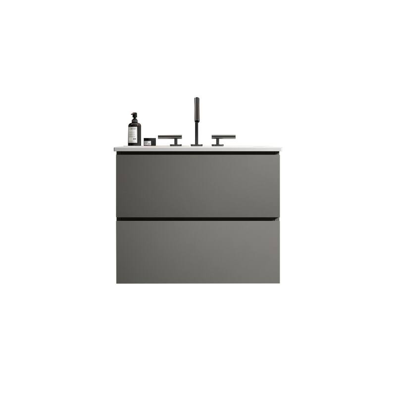 GDFStudio - Coralie Modern Floating Bathroom Vanity with Integrated Ceramic Sink and Soft-Close Storage