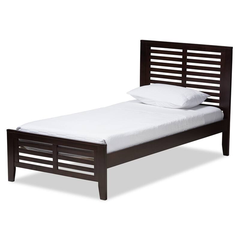 Twin Platform Bed - Modern Wood Bed Frame, Dark Brown Finish, Low Profile Design, Easy Assembly