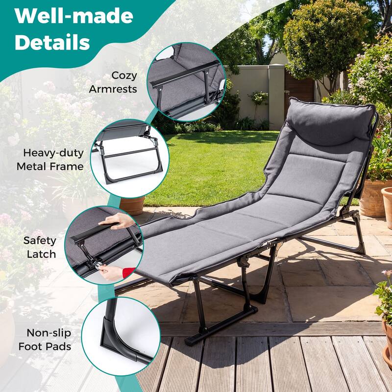 Gymax 3-in-1 Folding Camping Cot w/Mattress & 6 Backrest Positions