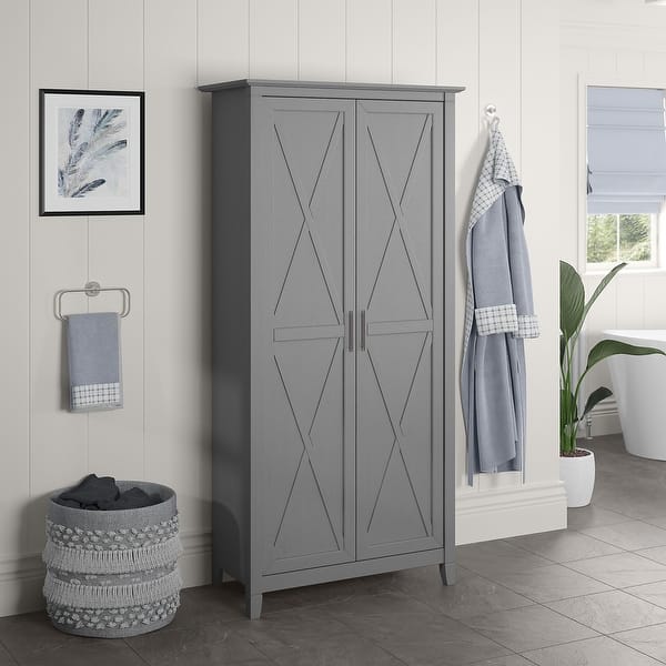 slide 2 of 12, Key West Bathroom Storage Cabinet with Doors by Bush Furniture Cape Cod Gray