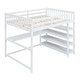 preview thumbnail 24 of 82, Space-Saving Loft Bed with Storage Shelves and Desk, Solid Wood Loft Bed Frame with Ladder and Guardrail for Kids Teens Adults