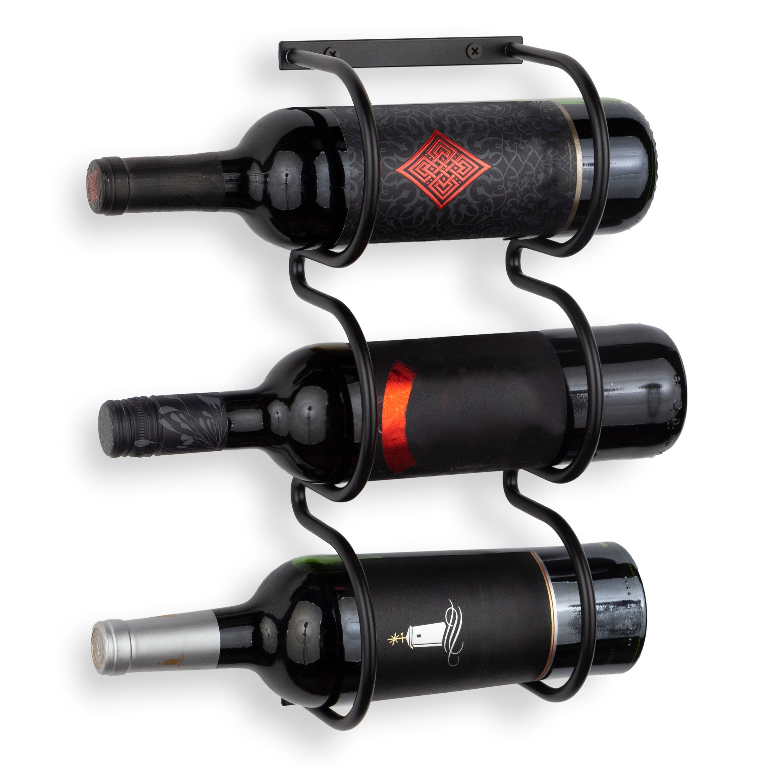 Wallniture Dijon Wine Rack Wall Storage for 3 Bottles Black