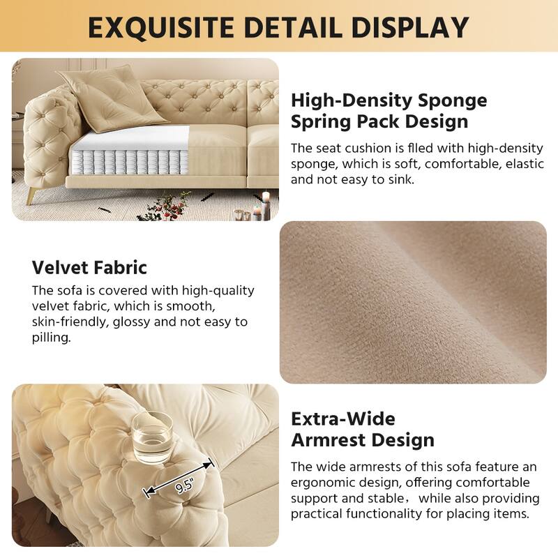 GDFStudio - Velvet 97.7" 3-in-1 Convertible Sleeper Sofa with Pull-Out Bed