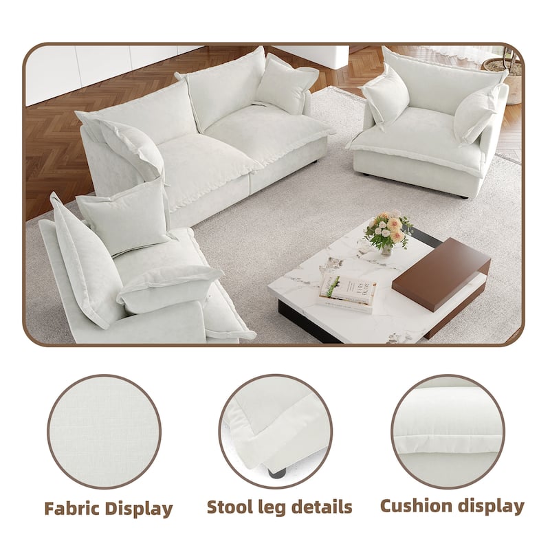 Double Layer Cushion Comfy Cloud Modular Sectional Sofa Set