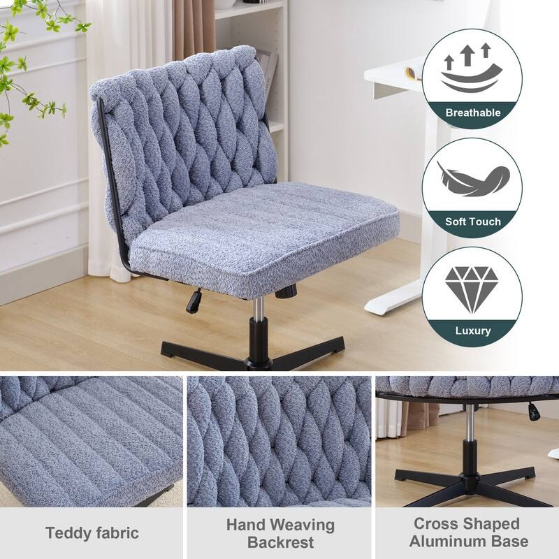 Armless Desk Chair, Adjustable Office Chair, No Wheels 360° Swivel