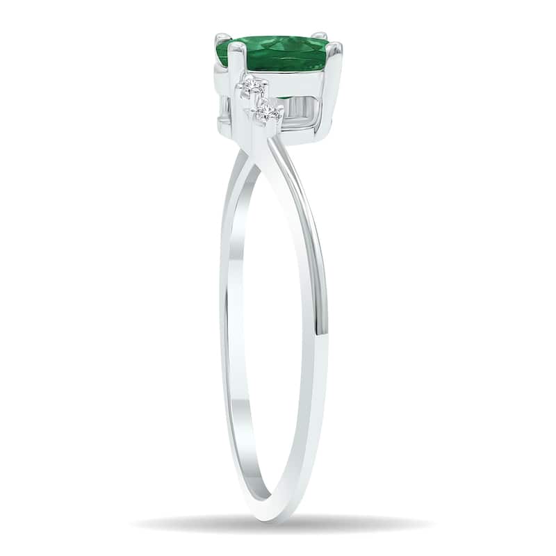 Women's Emerald and Diamond Tierra Ring in 10K White Gold