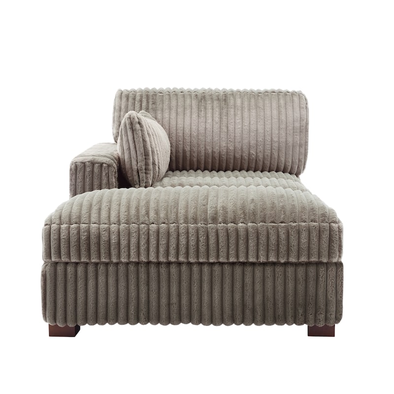 41" W Plush Corduroy Chaise Lounge with Pillows