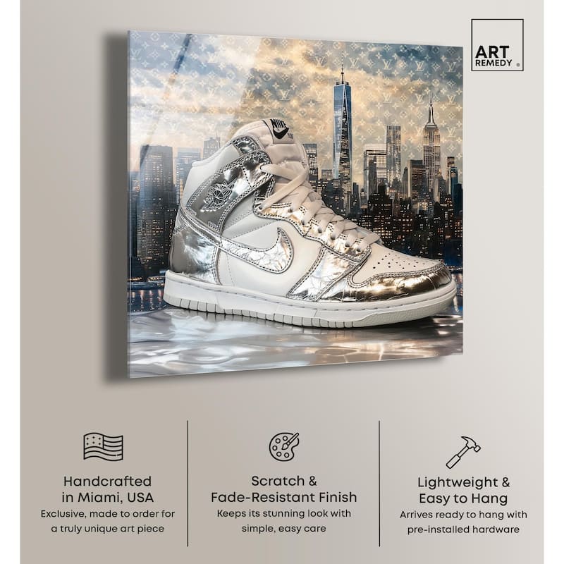 NYC Metallic Sneaker Acrylic by Art Remedy, Ready to Hang