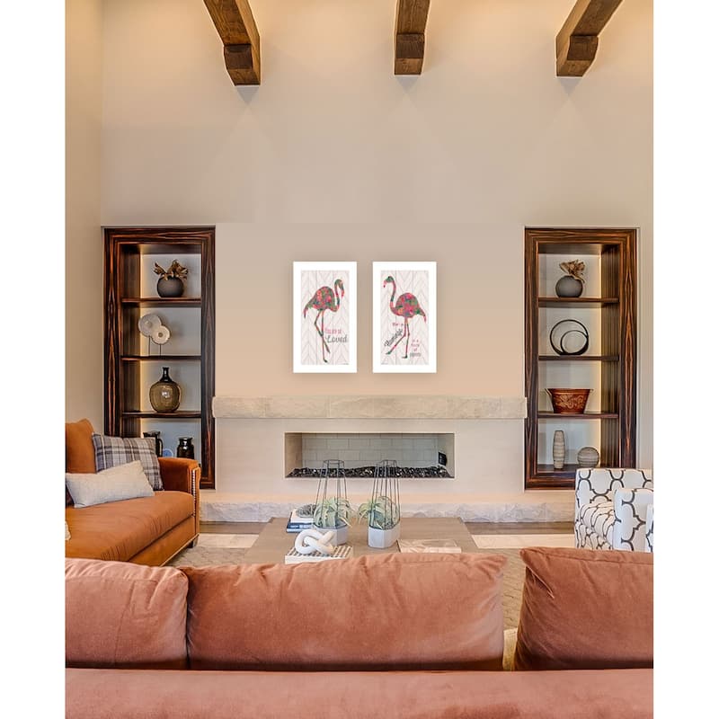 Trendy Decor 4U "Flamingo's - A matrix colors!" Printed Framed Wall Art by Cindy Jacobs