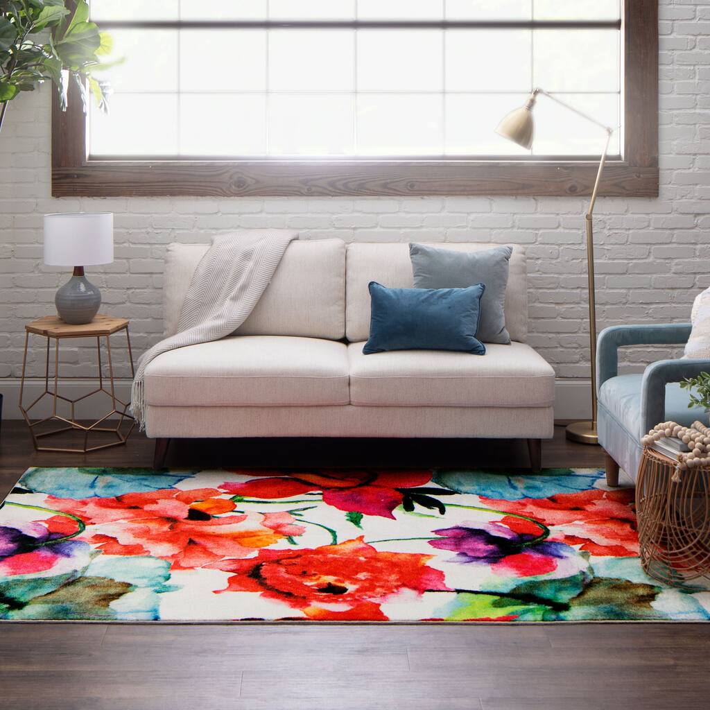 Mohawk Home Watercolor Bouquet Floral Area Rug