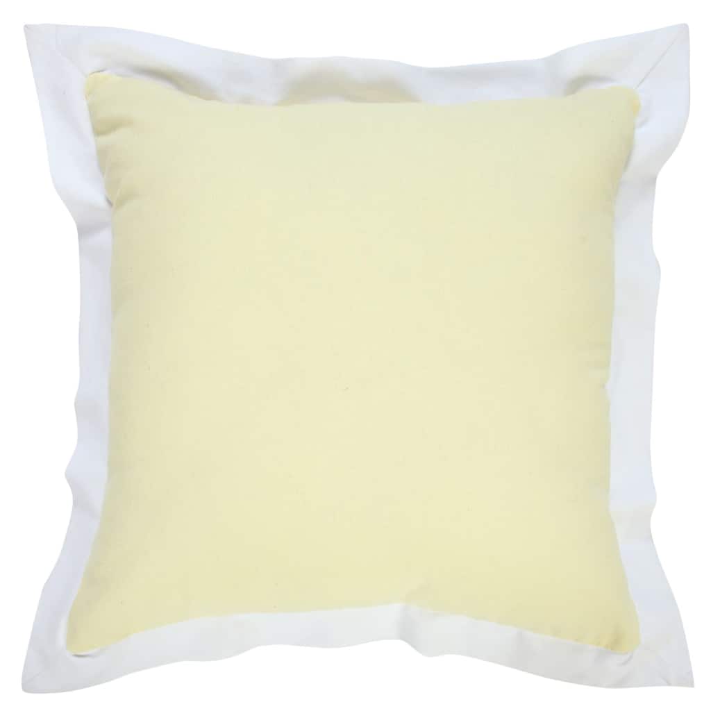 Hand Woven Bordered Flange Frame Throw Pillow - 20" - Pale Yellow and White