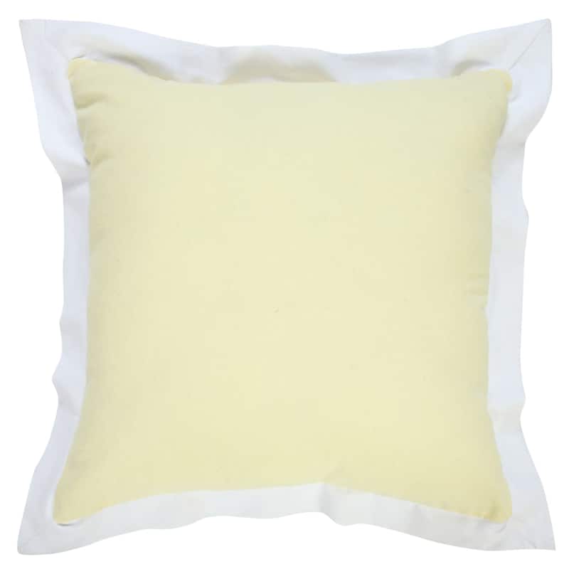 Hand Woven Bordered Flange Frame Throw Pillow - 20" - Pale Yellow and White