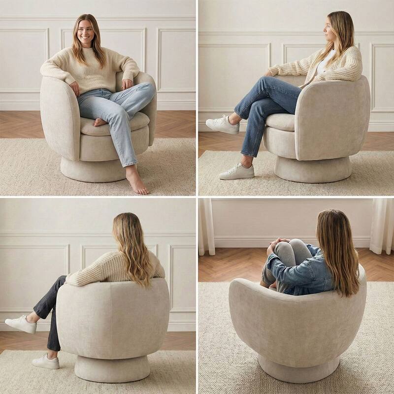 Upholstered Swivel Barrel Accent Chairs(Set of 2)