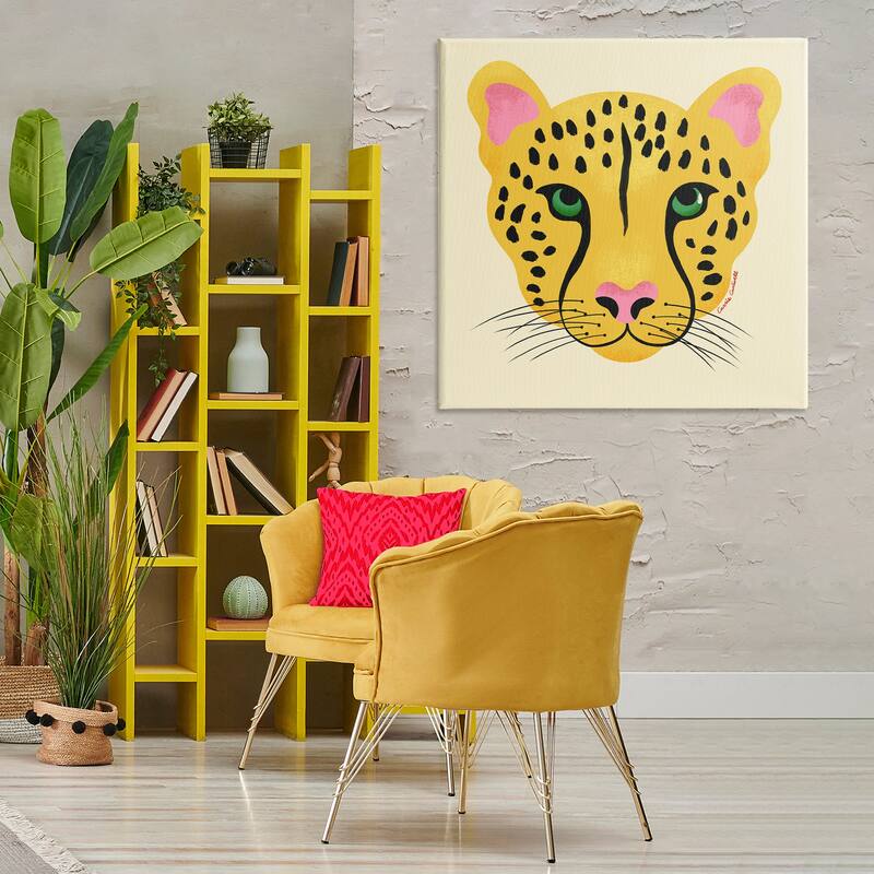 Stupell Modern Wild Cheetah Face Canvas Wall Art Design By Carrie Cantwell