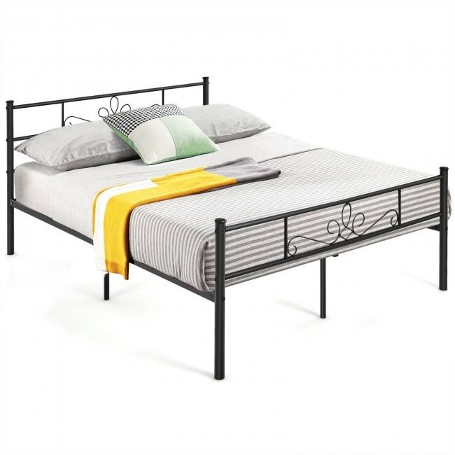 Metal Bed Frame with Headboard and Footboard