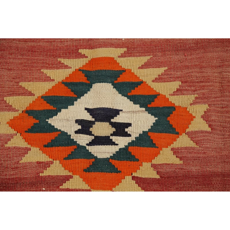 Vegetable Dye Kilim Qashqai Persian Rug Hand-Woven Vintage Wool Carpet - 4'4"x 6'6"