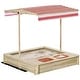 preview thumbnail 1 of 3, Kids Wooden Sandbox,Covered Children Sand Playset ,w/ Adjustable Canopy Shade,Bottom Liner,Seat,Plastic Basin,Aged 3-8 Years Old Natural