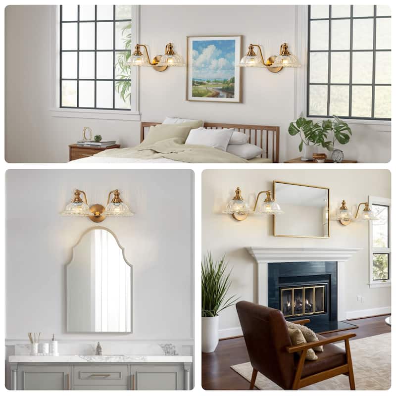 Modern Vanity Light with Crystal Glass Shade
