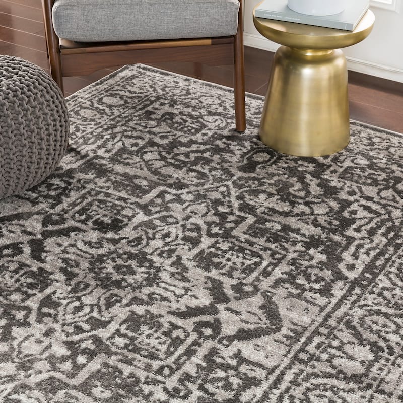 Livabliss Abbas Navy/Gray Vintage Traditional Area Rug