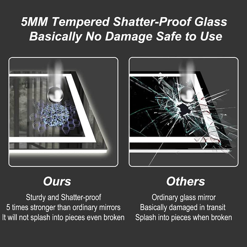 KIOTEE Super Bright Anti-fog LED Bathroom Mirror with Backlit and Front Lighting 3-Year Warranty