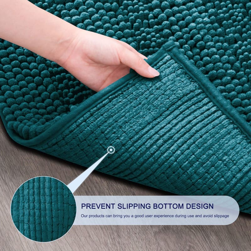 Subrtex Super Soft Absorbent Braided Bathroom Mats Chenille Bath Rugs