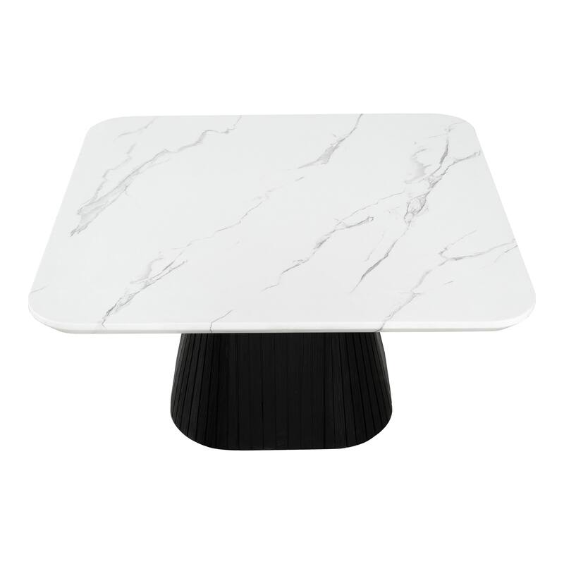 Furniture of America Tonix Modern White and Black Square Faux Marble Top Coffee Table