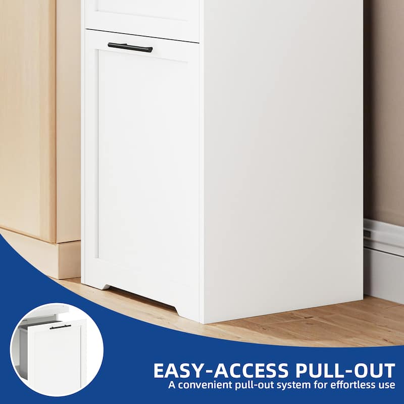Moasis Double Pull-Out Trash Can Cabinet with Drawer, 2×13 Gallon Kitchen Trash Bin Cabinet