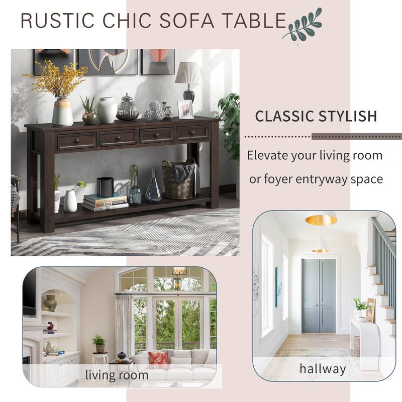 Console Table/Sofa Table with Storage Drawers,Bottom Shelf for Entryway Hallway
