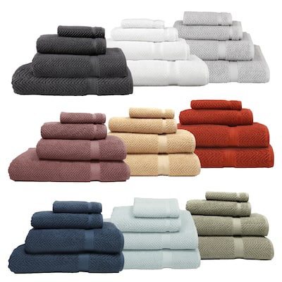 Authentic Hotel and Spa Herringbone Weave Turkish Cotton 4-piece Towel Set with Bath Sheet