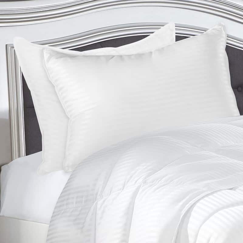 Superior Striped Microfiber Medium Density Pillow - White