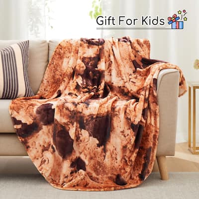 Kids' and Adult Halloween Food Throw Blanket, Microfiber Funny Food Blanket for Home or Dorm Decor