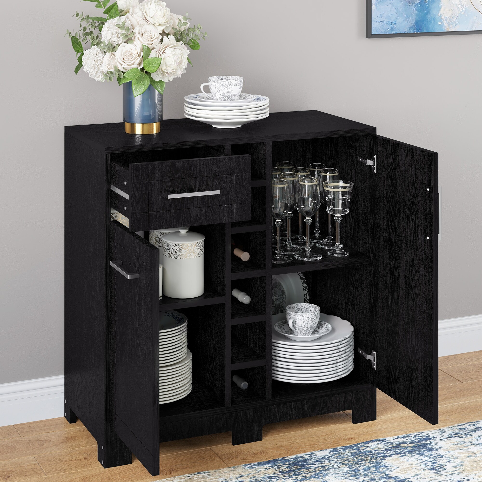 Vietti bar shop cabinet black