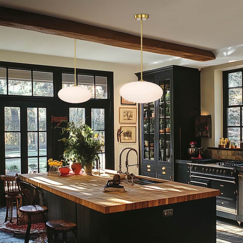 Livia Brass Pendant Light with Glass Oval Frosted Shade