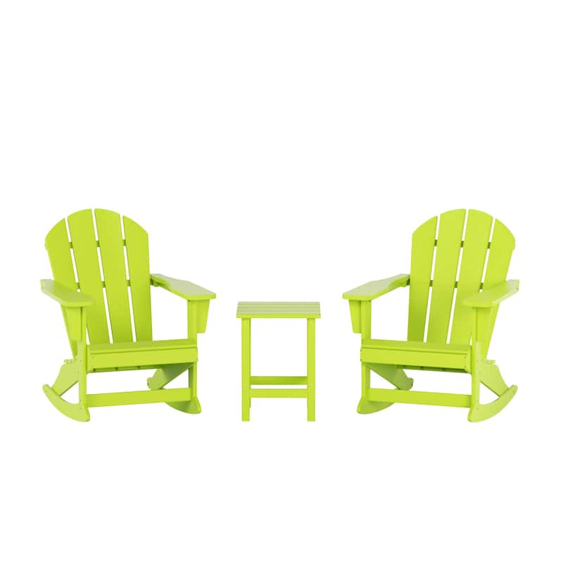 Polytrends Laguna Hdpe All Weather Outdoor Patio Rocking Chairs With Side Table (3-Piece Set)