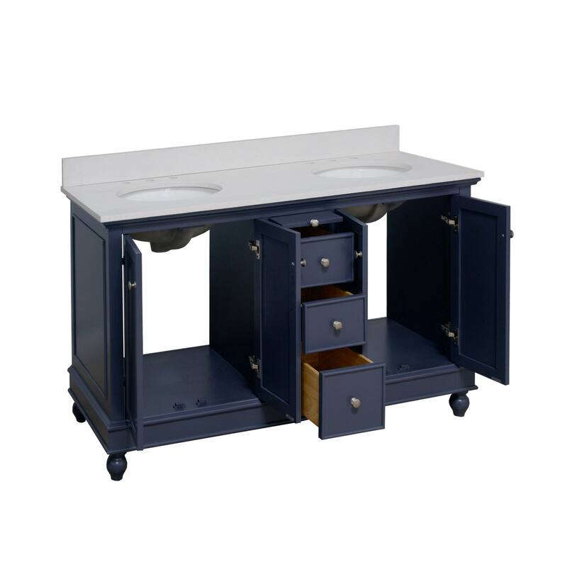 KitchenBathCollection Bella 60" Double Bathroom Vanity with Quartz Top