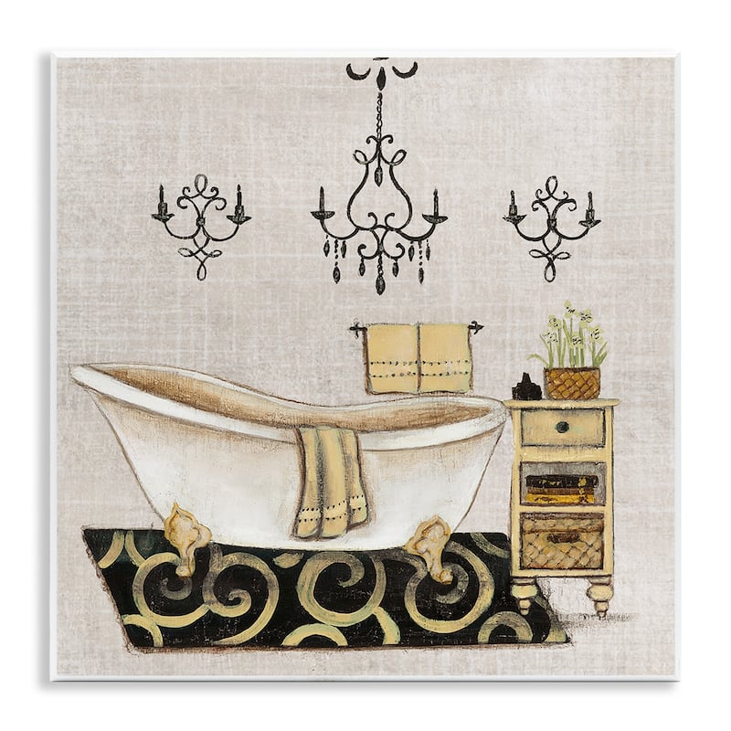 Stupell Vintage Luxurious Bathroom Tub Wall Plaque Art Design By Janet Tava - 12 x 12