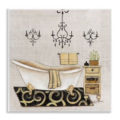 Stupell Vintage Luxurious Bathroom Tub Wall Plaque Art Design By Janet Tava