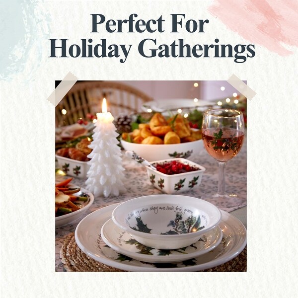 【新品・未使用】クリスマス ホーリー柄 陶磁器皿 セット Portmeirion Christmas The Holly and Ivy Set of 4 Plates - Bed Bath