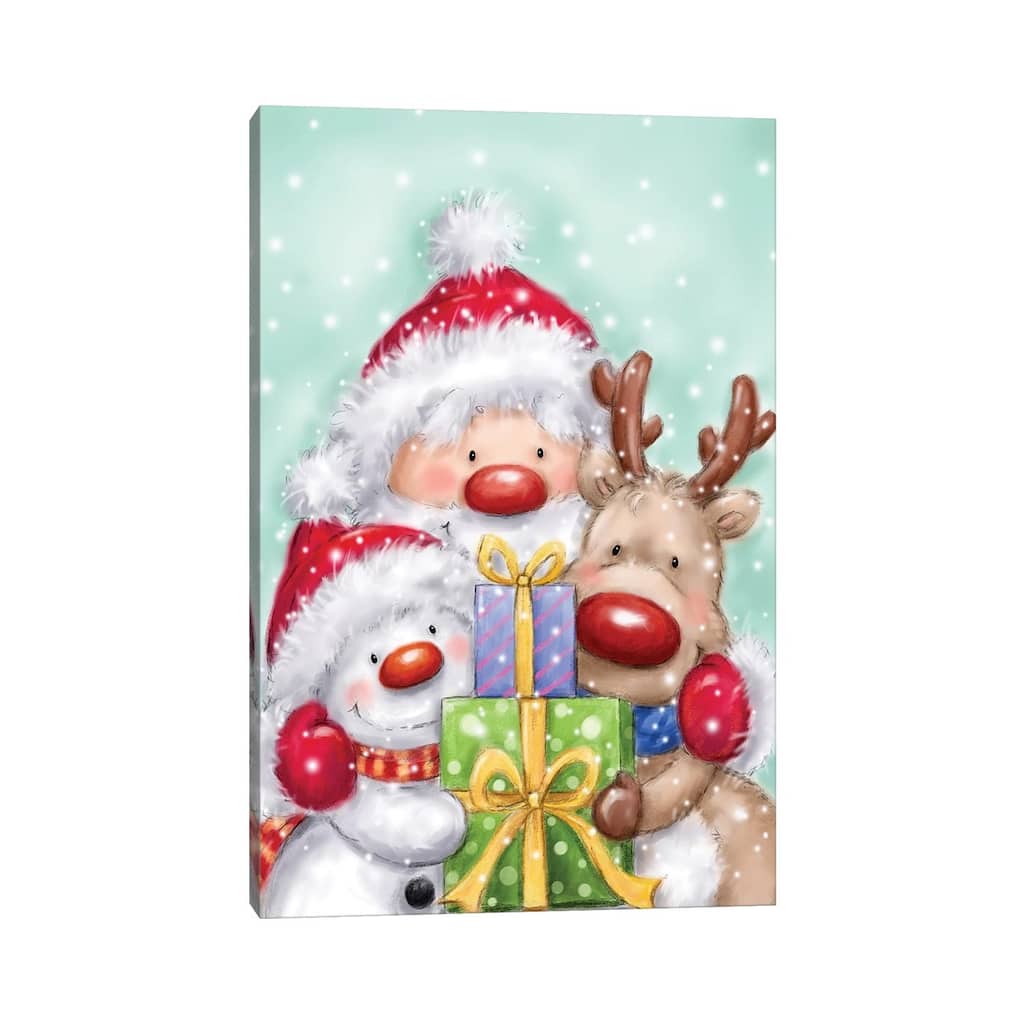 iCanvas "Santa, Reindeer And Snowman" by MAKIKO Canvas Print