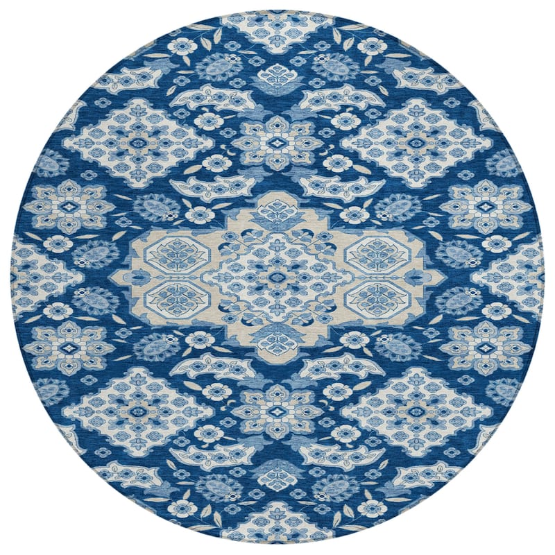 HomeRoots Medallion Traditional Rectangle Outdoor Rug