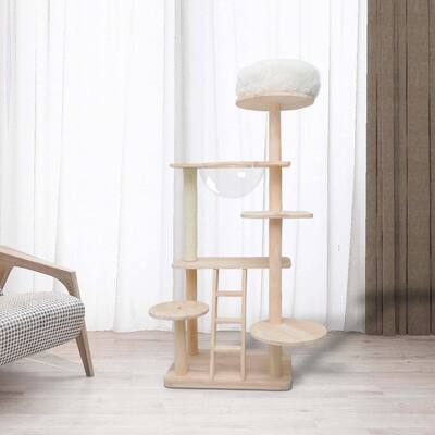 Oaken Cat Tower Cat Tree Cat Condo With Space Capsule Nest Cat Furniture Activity Centre
