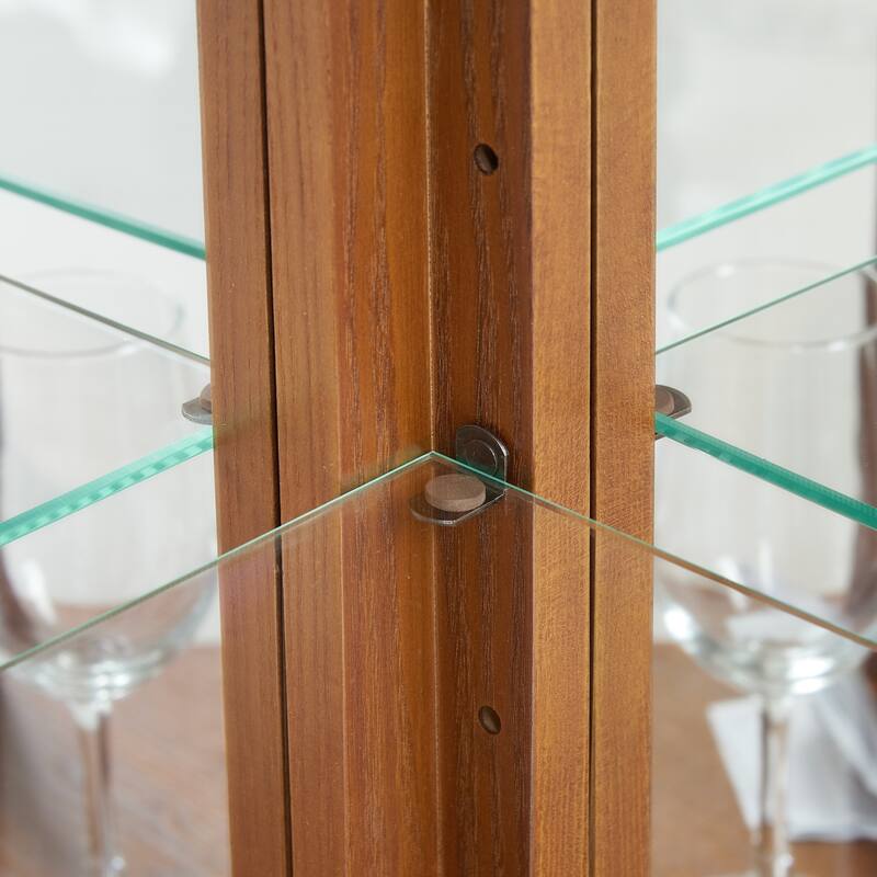 Corner Display Cabinet with Tempered Glass Doors