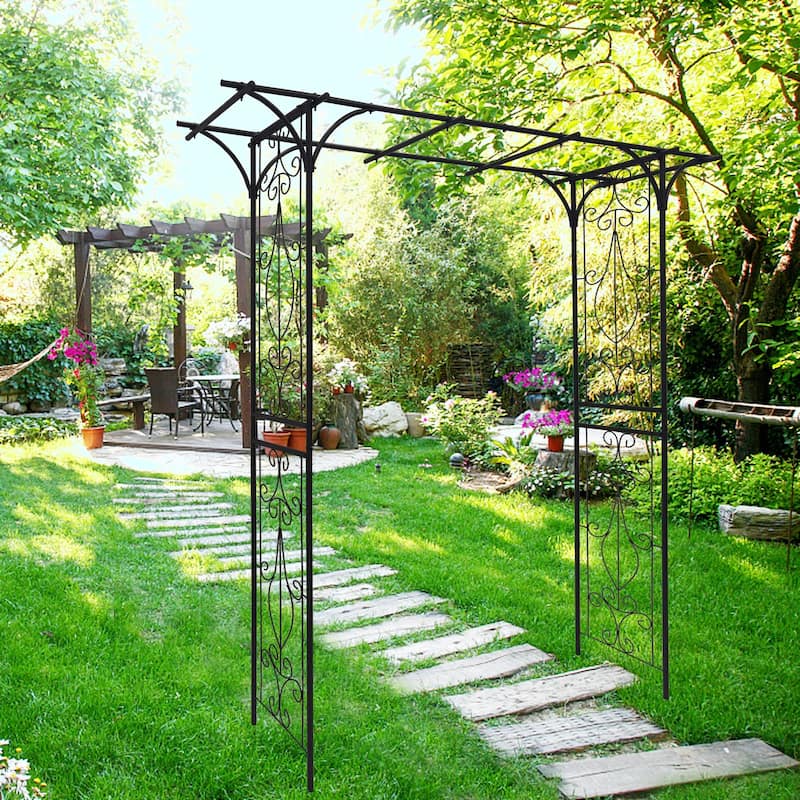 Metal Garden Arch for Climbing Plants, Outdoor Rose Arch, 80" x 20" x 81"