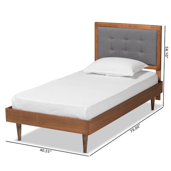 dimension image slide 1 of 3, Greta Mid-Century Modern Twin Size Platform Bed