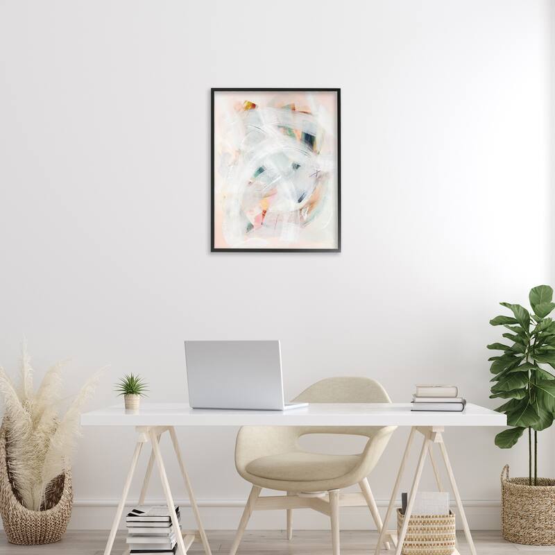 Stupell Soft Abstraction with Curved Lines Framed Giclee Art Design By Gemma Bardot